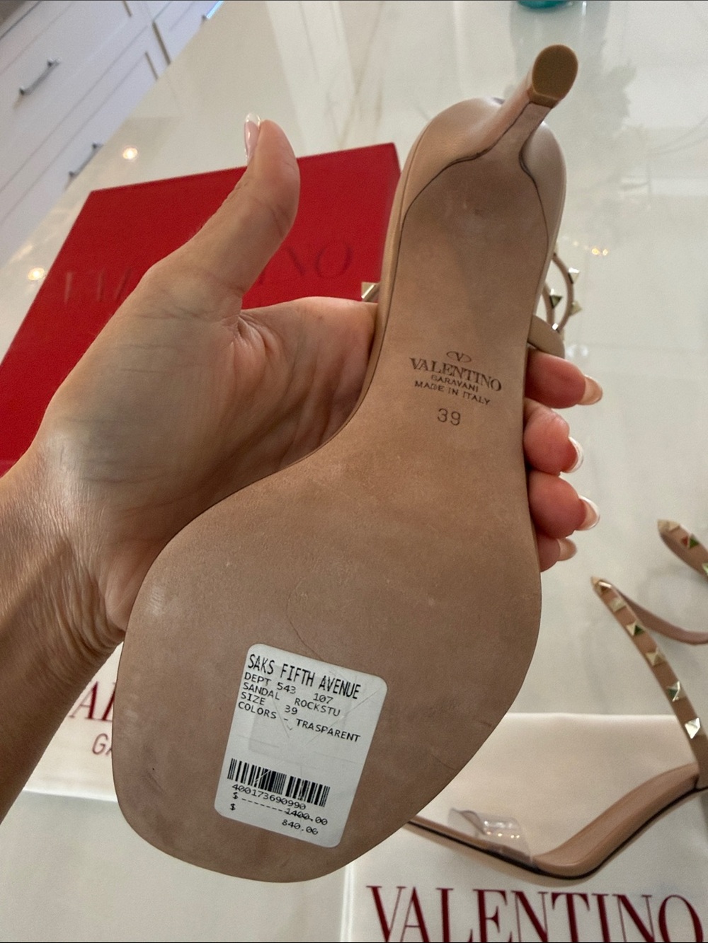 Brand new Valentino Garavani Nude Spiral Stud Ankle-Strap Stiletto Sandals - Picture 3 of 5